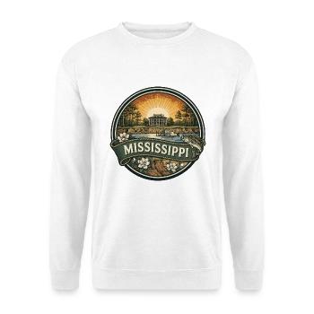 Mississippi River Dampfschiff-Reisesouvenir - Unisex Pullover - Weiß - Vorne - Alina (178cm) & Michal (187cm)