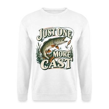 Just One More Cast Angeln - Unisex Pullover - Weiß - Vorne - Alina (178cm) & Michal (187cm)