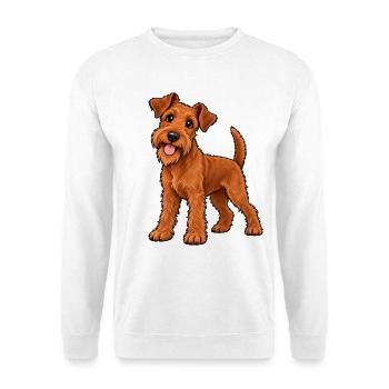 Irish Terrier Kawaii Style – Süßer Terrier - Unisex Pullover - Weiß - Vorne - Alina (178cm) & Michal (187cm)