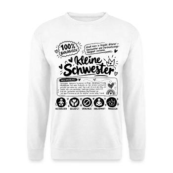 Lustiges Geschenk für die kleine Schwester - Unisex Pullover - Weiß - Vorne - Alina (178cm) & Michal (187cm)