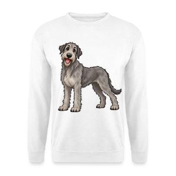 Irischer Wolfshund Kawaii Style – Süßer Hund - Unisex Pullover - Weiß - Vorne - Alina (178cm) & Michal (187cm)