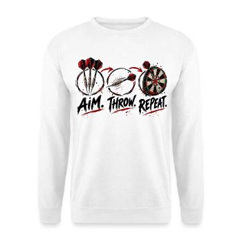 Dart Dartspieler One hundred eighty Dartpfeile - Unisex Pullover - Weiß - Vorne - Alina (178cm) & Michal (187cm)