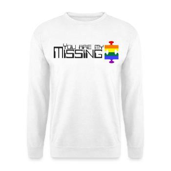 Du bist mein fehlendes Puzzleteil [Regenbogen] - Unisex Pullover - Weiß - Vorne - Alina (178cm) & Michal (187cm)
