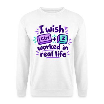 Ctrl Z im echten Leben - IT Humor - Unisex Pullover - Weiß - Vorne - Alina (178cm) & Michal (187cm)