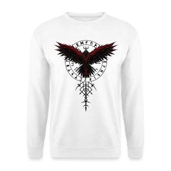 Blutadler Wikinger roter Vogel Ritual Adler Runen - Unisex Pullover - Weiß - Vorne - Alina (178cm) & Michal (187cm)