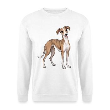 Greyhound Kawaii Style – Süßer Windhund - Unisex Pullover - Weiß - Vorne - Alina (178cm) & Michal (187cm)