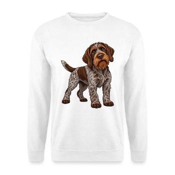 Griffon Korthals Kawaii Style – Süßer Hund - Unisex Pullover - Weiß - Vorne - Alina (178cm) & Michal (187cm)