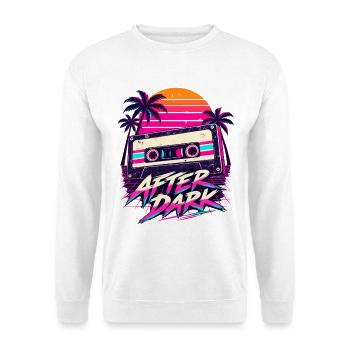 After Dark Retro 80er Synthwave Design - Unisex Pullover - Weiß - Vorne - Alina (178cm) & Michal (187cm)