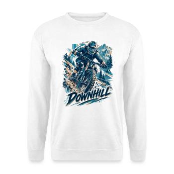 Downhill MTB Motivation – Vollgas Mountainbike - Unisex Pullover - Weiß - Vorne - Alina (178cm) & Michal (187cm)