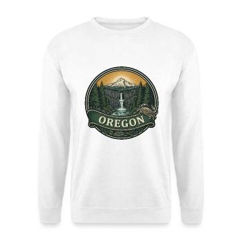 Oregon Multnomah Falls Mount Hood Reisegeschenk - Unisex Pullover - Weiß - Vorne - Alina (178cm) & Michal (187cm)