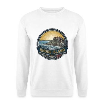 Rhode Island Newport Ocean Retro Reisegeschenk - Unisex Pullover - Weiß - Vorne - Alina (178cm) & Michal (187cm)