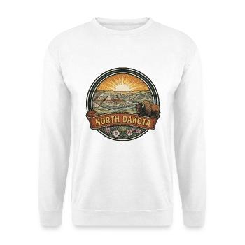 North Dakota Badlands Bison-Reisesouvenir - Unisex Pullover - Weiß - Vorne - Alina (178cm) & Michal (187cm)