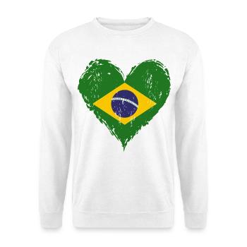 Brasilien Herzflagge Grunge - Unisex Pullover - Weiß - Vorne - Alina (178cm) & Michal (187cm)