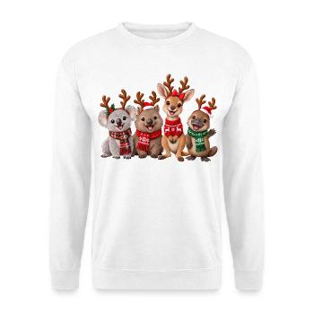 Australische Tiere feiern Weihnachten - Unisex Pullover - Weiß - Vorne - Alina (178cm) & Michal (187cm)