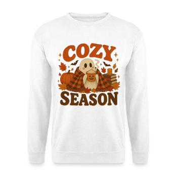 Ghost Cozy Herbstkürbis - Unisex Pullover - Weiß - Vorne - Alina (178cm) & Michal (187cm)