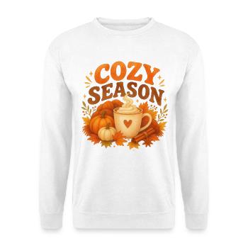 Saison, Kaffee einhüllen, Herbst - Unisex Pullover - Weiß - Vorne - Alina (178cm) & Michal (187cm)