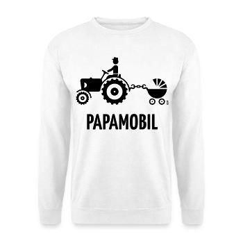Papamobil (Trecker Und Kinderwagen / Black) - Unisex Pullover - Weiß - Vorne - Alina (178cm) & Michal (187cm)
