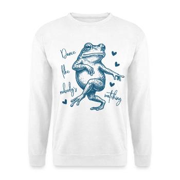 Dance like nobody's watching - Tanzender Frosch - Unisex Pullover - Weiß - Vorne - Alina (178cm) & Michal (187cm)