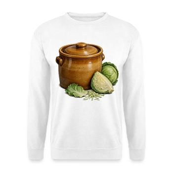 Steinzeug-Krocken und die Kohlernte - Unisex Pullover - Weiß - Vorne - Alina (178cm) & Michal (187cm)
