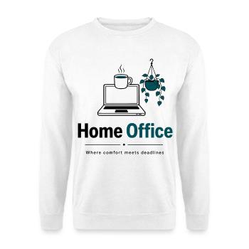 Home Office Kaffee und Pflanzen - Unisex Pullover - Weiß - Vorne - Alina (178cm) & Michal (187cm)
