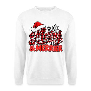 Merry & Merrier Plaid Weihnachten - Unisex Pullover - Weiß - Vorne - Alina (178cm) & Michal (187cm)