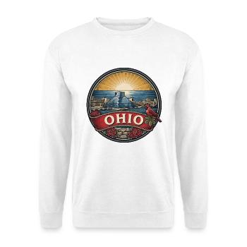 Ohio Lake Erie Rock & Roll Retro-Reisegeschenk - Unisex Pullover - Weiß - Vorne - Alina (178cm) & Michal (187cm)