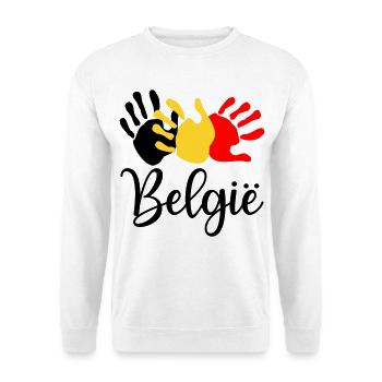 Hände Belgien Englisch - Unisex Pullover - Weiß - Vorne - Alina (178cm) & Michal (187cm)
