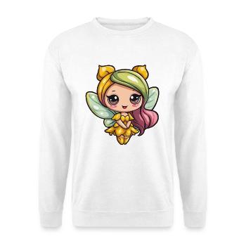 Flügel-Märchenfee in Goldtönen - Unisex Pullover - Weiß - Vorne - Alina (178cm) & Michal (187cm)