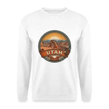 Utah Delicate Arch Canyon Vintage-Reisegeschenk - Unisex Pullover - Weiß - Vorne - Alina (178cm) & Michal (187cm)