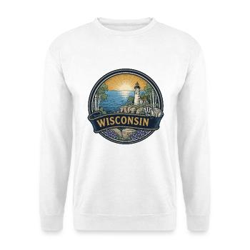 Wisconsin Door County Leuchtturm-Reisegeschenk - Unisex Pullover - Weiß - Vorne - Alina (178cm) & Michal (187cm)