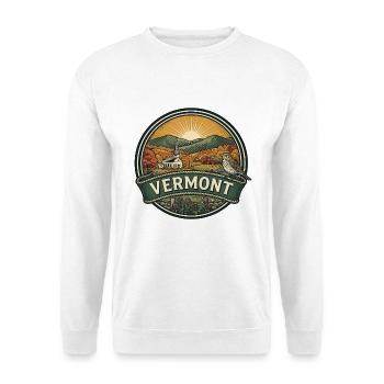 Vermont Green Mountains Herbstreise-Abzeichen - Unisex Pullover - Weiß - Vorne - Alina (178cm) & Michal (187cm)