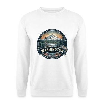 Washington Mount Rainier Space Needle Geschenk - Unisex Pullover - Weiß - Vorne - Alina (178cm) & Michal (187cm)