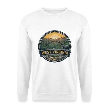 West Virginia New River Gorge Reiseabzeichen - Unisex Pullover - Weiß - Vorne - Alina (178cm) & Michal (187cm)