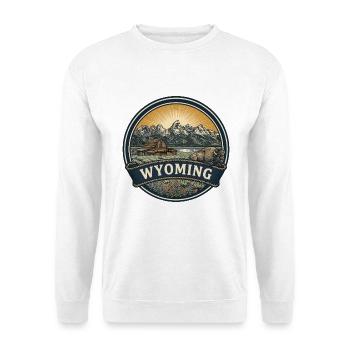 Reisesouvenir der Wyoming Grand Teton Mountains - Unisex Pullover - Weiß - Vorne - Alina (178cm) & Michal (187cm)