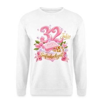 32 Jahre Hochzeitstag Seifenhochzeit  - Unisex Pullover - Weiß - Vorne - Alina (178cm) & Michal (187cm)