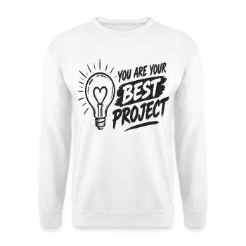 You Are Your Best Project Glühbirnen - Unisex Pullover - Weiß - Vorne - Alina (178cm) & Michal (187cm)