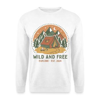 Wildes Camping Unter Sternenhimmel - Unisex Pullover - Weiß - Vorne - Alina (178cm) & Michal (187cm)