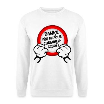 Abschied Kollegen Danke - Unisex Pullover - Weiß - Vorne - Alina (178cm) & Michal (187cm)