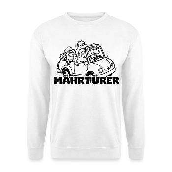 Märtyrer mit Tippfehler - Schafe am Steuer - Unisex Pullover - Weiß - Vorne - Alina (178cm) & Michal (187cm)