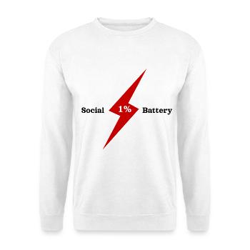 Elektrischer 1%-Bolzenimpuls - Unisex Pullover - Weiß - Vorne - Alina (178cm) & Michal (187cm)