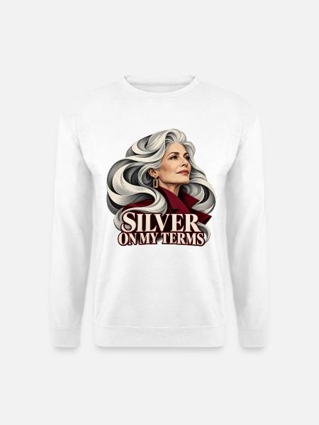 Porträt einer Frau mit silbernem Haar - Unisex Pullover - Weiß