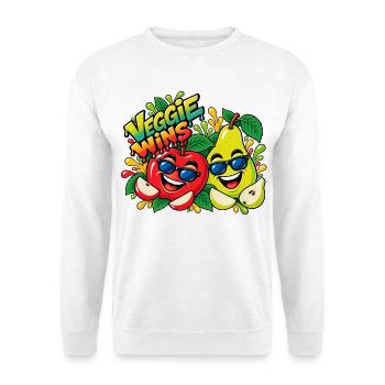 Veggie Wins Apfel Birne - Unisex Pullover - Weiß - Vorne - Alina (178cm) & Michal (187cm)