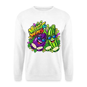 Aubergine Zucchini - Unisex Pullover - Weiß - Vorne - Alina (178cm) & Michal (187cm)