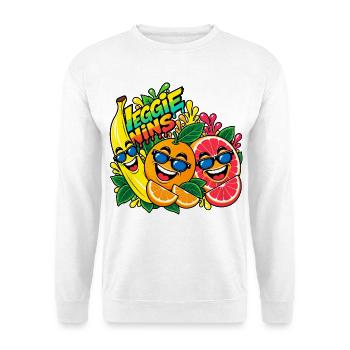 Veggie Wins Obst - Unisex Pullover - Weiß - Vorne - Alina (178cm) & Michal (187cm)