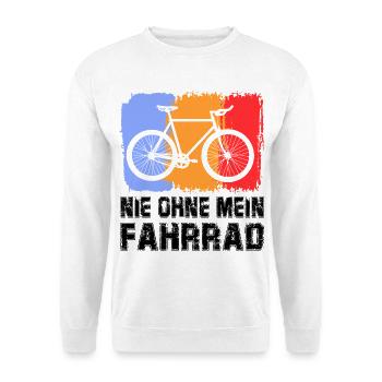 Nie ohne mein Fahrrad Bike Sprüche Fahren Bike - Unisex Pullover - Weiß - Vorne - Alina (178cm) & Michal (187cm)