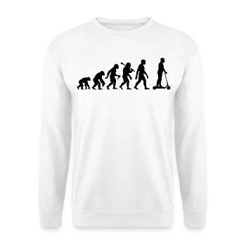 Roller Evolution Elektroroller Rollerfahrer - Unisex Pullover - Weiß - Vorne - Alina (178cm) & Michal (187cm)