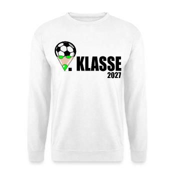 Schulkind 1. Klasse Fußball - Unisex Pullover - Weiß - Vorne - Alina (178cm) & Michal (187cm)