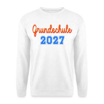 Einschulung Grundschule 2027 - Unisex Pullover - Weiß - Vorne - Alina (178cm) & Michal (187cm)