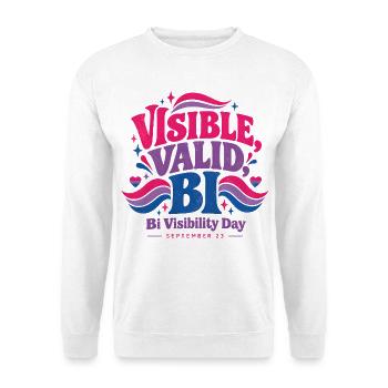 Sichtbare gültige Bisexualität | Tag der Sichtbarkeit von Bisexualität, 23. September - Unisex Pullover - Weiß - Vorne - Alina (178cm) & Michal (187cm)