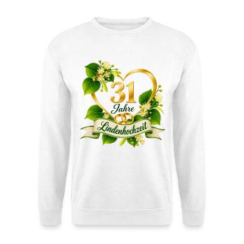 31.Hochzeitstag , 31 Jahre Lindenhochzeit - Unisex Pullover - Weiß - Vorne - Alina (178cm) & Michal (187cm)